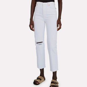 Re/Done 70s Stove Pipe in White Destroyed- never worn